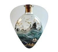 Plettri per chitarra 12 pezzi WZYWHJ Message in a bottle at sea Stampa confortevole al tatto tono chiaro spessore moderato adatto per chitarra e chitarra elettrica