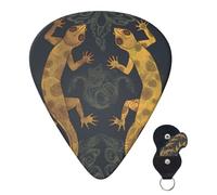 Plettri per chitarra, 6 pezzi, 3 diversi spessori, personalizzati, con custodia, geco, lucertole, accessori per chitarra sottili (0,46 mm, 0,71 mm, 0,96 mm)