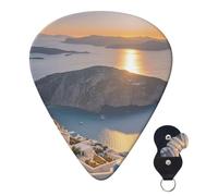 Plettri per chitarra, 6 pezzi, 3 diversi spessori, personalizzati, con custodia, Grecia, isola, tramonto, paesaggio, accessori per chitarra sottili (0,46 mm, 0,71 mm, 0,96 mm)