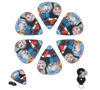 Plettri per chitarra, 6 pezzi, 3 diversi spessori, personalizzati, con scatola portaoggetti, plettri per chitarra Thomas The Train, accessori per chitarra sottili (0,46 mm, 0,71 mm, 0,96 mm)