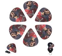 Plettri per chitarra, 6 pezzi, 3 diversi spessori, personalizzati, con scatola portaoggetti, plettri per chitarra Mohamed Salah, accessori per chitarra sottili (0,46 mm, 0,71 mm, 0,96 mm)