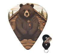 Plettri per chitarra, 6 pezzi, 3 diversi spessori, personalizzati, con scatola portaoggetti, plettri rustici per chitarra a forma di orso, accessori per chitarra sottili (0,46 mm, 0,71 mm, 0,96 mm)