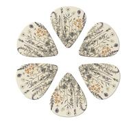Plettri per chitarra, 6 pezzi, con stampa di erbe floreali, stampa botanica, plettro, per basso, chitarre acustiche, elettriche, ukulele