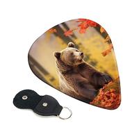 Plettri per chitarra, 6 pezzi, con stampa di orso marrone in autunno, per basso, chitarra elettrica, acustica, ukulele