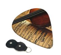 Plettri per chitarra, 6 pezzi, con stampa di violini e libri, per basso, chitarre acustiche elettriche e ukulele
