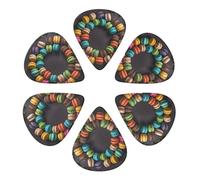 Plettri per chitarra, 6 pezzi, macaron in un cerchio, con stampa circolare, per basso, chitarre acustiche elettriche e ukulele