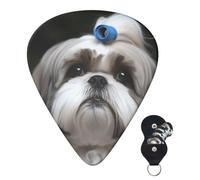 Plettri per chitarra, 6 pezzi, plettri per chitarra custodia, plettro per chitarra a forma di cane Shih Tzu, plettro per chitarra elettrica, plettro per chitarra acustica, plettro per basso (0,46 mm