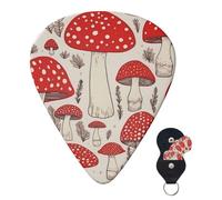 Plettri per chitarra, 6 pezzi, plettri per chitarra custodia, plettro per chitarra a forma di fungo rosso e bianco, plettro per chitarra elettrica, plettro per chitarra acustica e basso (0,46 mm, 0,