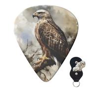 Plettri per chitarra, 6 pezzi, plettri per chitarra personalizzati con custodia, di un falco seduto su un albero, plettro per chitarra elettrica, plettro per chitarra acustica (0,46 mm, 0,71 mm, 0,9