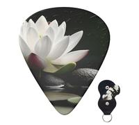 Plettri per chitarra, 6 pezzi, plettri per chitarra personalizzati con custodia, plettro per chitarra con loto e pietre nere Zen, plettro per chitarra elettrica, plettro per chitarra acustica, plett