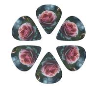 Plettri per chitarra, 6 pezzi, rosa con stampa di rose sotto la pioggia, per basso, chitarre acustiche elettriche e ukulele