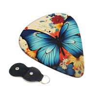 Plettri per chitarra a farfalla, 6 pezzi, spessore 0,46 mm, in celluloide, con supporto in pelle, plettro personalizzato per basso, chitarra elettrica, acustica, regalo per gli amanti