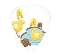 Plettri per chitarra a forma di anatra Confezione da 12 pezzi con scatola sottile, illustrazione divertente cartone animato di due anatre in uno stagno, set regalo speciale di plettri per chitarra per