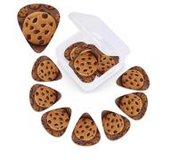 Plettri per chitarra a forma di biscotto al cioccolato, confezione da 12, con scatola organizer, 3 diversi spessori, inclusi plettri sottili, medi e pesanti.