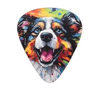 Plettri per chitarra a forma di cane con pittura a olio in dimensioni sottili, medie e spesse, set da 12 pezzi, adatti per chitarra elettrica e vari strumenti