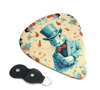 Plettri per chitarra a forma di coniglio mago, 6 pezzi, spessore 0,71 mm, in celluloide, con supporto in pelle, plettro personalizzato per basso, chitarra elettrica, acustica, regalo per gli amanti