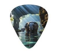 Plettri per chitarra a forma di elefante asiatico in acqua, di dimensioni sottili, medie e spesse, set da 12 pezzi, adatti per chitarra elettrica e vari strumenti