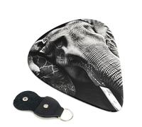 Plettri per chitarra a forma di elefante bianco e nero, spessore 0,71 mm, con supporto in pelle, plettro personalizzato per basso, chitarra elettrica, acustica, regalo per gli amanti