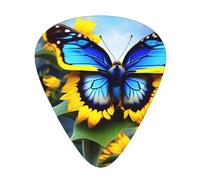 Plettri per chitarra a forma di farfalla blu girasole, set da 12 pezzi, tre diversi spessori per chitarra acustica elettrica e altri strumenti