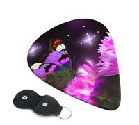 Plettri per chitarra a forma di farfalla con fiori viola, 6 plettri per chitarra, stampati su entrambi i lati, per chitarra elettrica, basso, ukulele (0,46 mm, 0,71 mm, 0,96 mm)