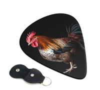 Plettri per chitarra a forma di galletto, 6 pezzi, spessore 0,46 mm, in celluloide, con supporto in pelle, plettro personalizzato per basso, chitarra elettrica, acustica, regalo per gli amanti