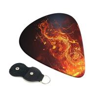 Plettri per chitarra a forma di nota musicale con fiamma rossa, spessore 0,71 mm, con supporto in pelle, plettro personalizzato per basso, chitarra elettrica, acustica, regalo per gli amanti