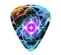 Plettri per chitarra a otto dimensioni, con stampe spaziali, set da 12 pezzi con 3 diversi spessori, adatti per chitarre elettriche e acustiche