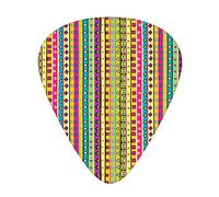 Plettri per chitarra a righe retrò Confezione da 12 Plettri per chitarra universali in ABS, motivo astratto a strisce colorate triangoli quadrati e caleidoscopio Forme divertenti stampa artistica, per