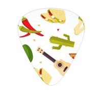 Plettri per chitarra a tema azteco con cibo messicano, confezione da 12, inclusi calibri sottili, medi e pesanti