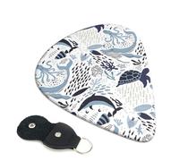 Plettri per chitarra a tema oceano Turtle Octopus, 6 plettri per chitarra con stampa fronte/retro, adatti per chitarre acustiche, elettriche e bassi, tra cui 0,46 mm, 0,71 mm, 0,96 mm