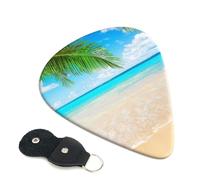 Plettri per chitarra a tema tropicale di spiaggia, 6 plettri per chitarra con stampa fronte/retro, adatti per chitarre acustiche, elettriche e bassi, tra cui 0,46 mm, 0,71 mm, 0,96 mm