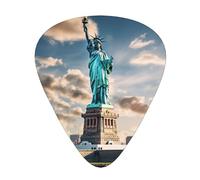 Plettri per chitarra acustica e basso, con stampa Statua della Libertà a New York, in celluloide, con scatola organizer
