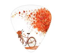 Plettri per chitarra "Albero autunnale con bicicletta", confezione da 12, inclusi calibri sottili, medi e pesanti.