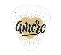 Plettri per chitarra Amore Saying Confezione da 12 Plettri per chitarra universali in ABS, calligrafia disegnata a mano a forma di cuore pieno al centro, per chitarra acustica ed elettrica, grigio ant