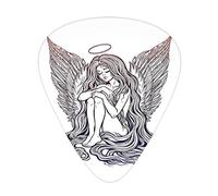 Plettri per Chitarra Angel Wings Confezione da 12 Plettri per Chitarra Universali in ABS, Ragazza Innocenza con Capelli Lunghi e Aureola sulla Testa Tema Noel, per Chitarra Acustica ed Elettrica, Viol
