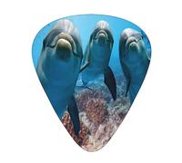 Plettri per chitarra, animali dell'oceano divertenti delfini stampati per chitarra acustica, chitarra elettrica, basso, ukulele tre dimensioni (confezione da 12)