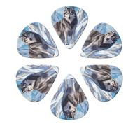 Plettri per chitarra Arctic Wolf Snowy Peaks Artwork, confezione da 6, sottili, medi e spessi, per chitarra acustica, elettrica, ukulele, basso, 0,71 mm