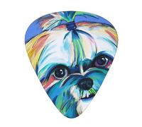 Plettri per chitarra, Art Dog Puppy Shih Tzu Donna stampati per chitarra acustica, chitarra elettrica, basso, ukulele tre dimensioni (confezione da 12)