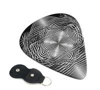 Plettri per chitarra artistica, forma geometrica, colore bianco e nero, 6 pezzi, spessore 0,46 mm, in celluloide, con supporto in pelle, plettro personalizzato per basso, chitarra elettrica, acustica