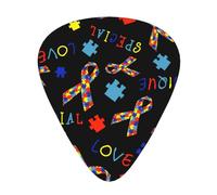 Plettri per chitarra "Autism Awareness Special Love", confezione da 12, per basso, chitarra acustica, elettrica, per gli amanti della musica.
