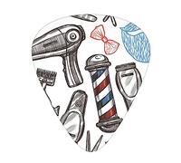 Plettri per chitarra Barber Shop Stampa in stile monocromatico Confezione da 12 Plettri per chitarra sottili medi pesanti Accessori per chitarra con scatola di immagazzinaggio