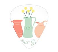 Plettri per chitarra Be Our Guest Confezione da 12 Plettri per chitarra universali in ABS, vasi di fiori e fiori giallo pallido su bianco con tema ospiti di benvenuto, per chitarra acustica ed elettri