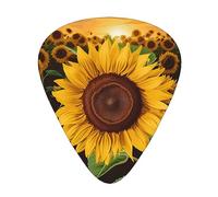 Plettri per chitarra Bella stampa girasole Ukulele Basso Chitarre acustiche elettriche Sottile Medio Pesante Confezione da 12 (0,46/0,71/0,96 mm)