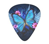 Plettri per chitarra Blue Butterfly Flower include sottili plettri per chitarra calibro medio e pesante regalo unico per chitarre acustiche elettriche basse (confezione da 12)