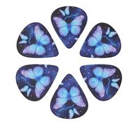 Plettri per chitarra Blue Butterfly Galaxy, confezione da 6, sottili, medi e pesanti, per chitarra acustica, elettrica, ukulele, basso, 0,71 mm