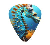 Plettri per chitarra Blue Seahorse, 12 pezzi, materiale ABS, bordi lisci, sensazione confortevole, 3 spessori opzionali