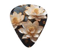 Plettri per chitarra Bohemian Golden Lotus in dimensioni sottili, medie e spesse, set da 12 pezzi, adatti per chitarra elettrica e vari strumenti