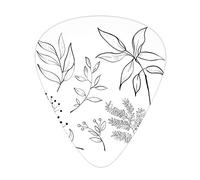 Plettri per Chitarra Botanici Confezione da 12 Plettri per Chitarra Universali in ABS, Tema Botanico Schizzato Disegnato a Mano Foglie Tropicali Fogliame ramificato, per Chitarra Acustica ed Elettrica