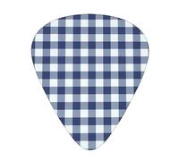 Plettri per chitarra, carta da parati a quadri a quadretti blu navy e bianchi per parco giochi, ideale per chitarra acustica, chitarra elettrica, basso, ukulele, tre dimensioni (confezione da 12)