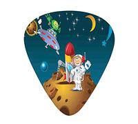 Plettri per chitarra Cartoon Confezione da 12 Plettri per chitarra universali in ABS, Umano e amicizia appesi alle stelle di Plutone Design divertente degli amici celesti, per chitarra acustica ed ele